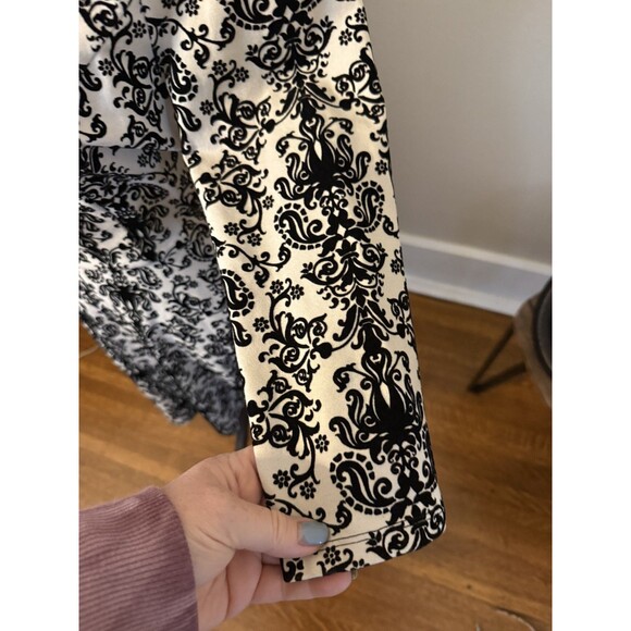Anthropologie Skies Are Blue Flocked Damask Black & Cream Dress Medium - Picture 6 of 8